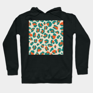 Orange and Teal Leopard Print Hoodie